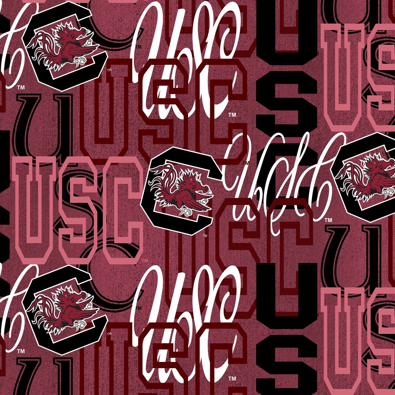 Sykel Enterprises-University of South Carolina Cotton Quilting Fabric-South Carolina Gamecocks Letters Cotton Fabric Sold by the Yard
